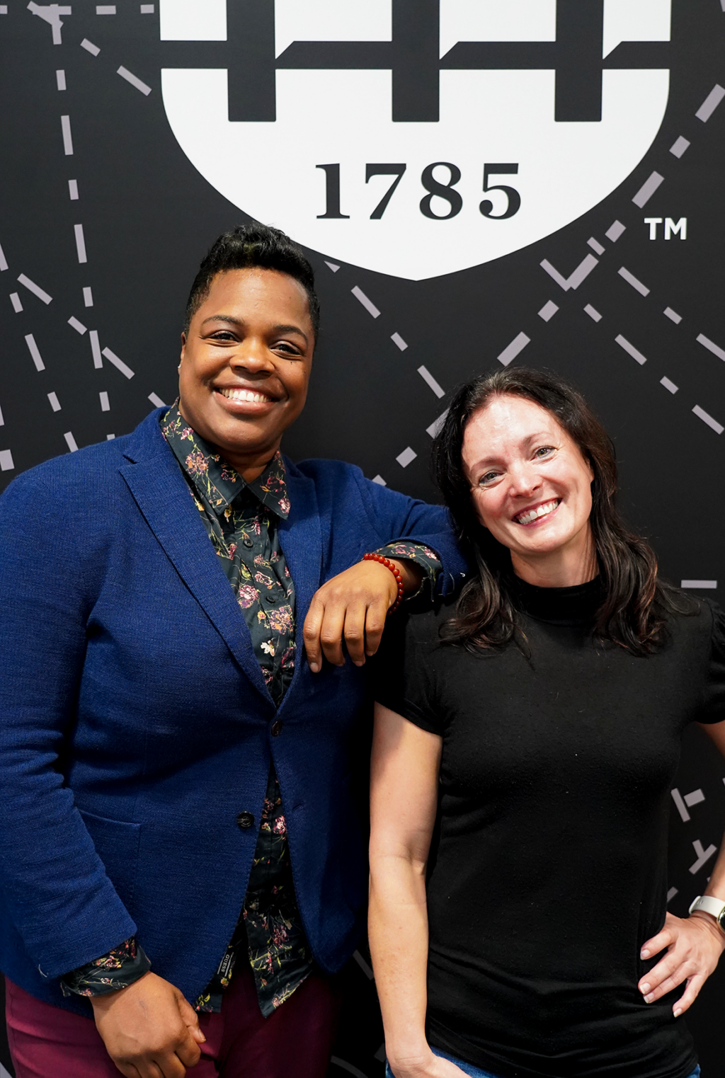 Jamine Moton of Skylar Headquarters, at left, bootcamp cohost and facilitator, and Allyson Hester, Innovation Bootcamp program manager stand together for a portrait